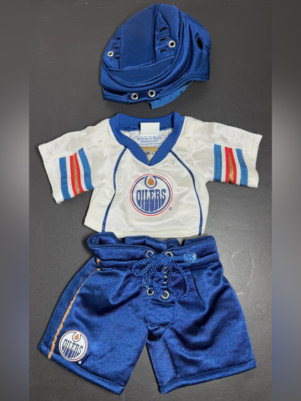 Build-A-Bear Edmonton Oilers NHL Hockey Uniform Set Jersey Pants Helmet